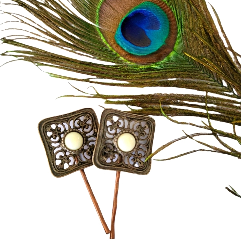 Blue Honey Jewelry Metal Ornate Hair Pins